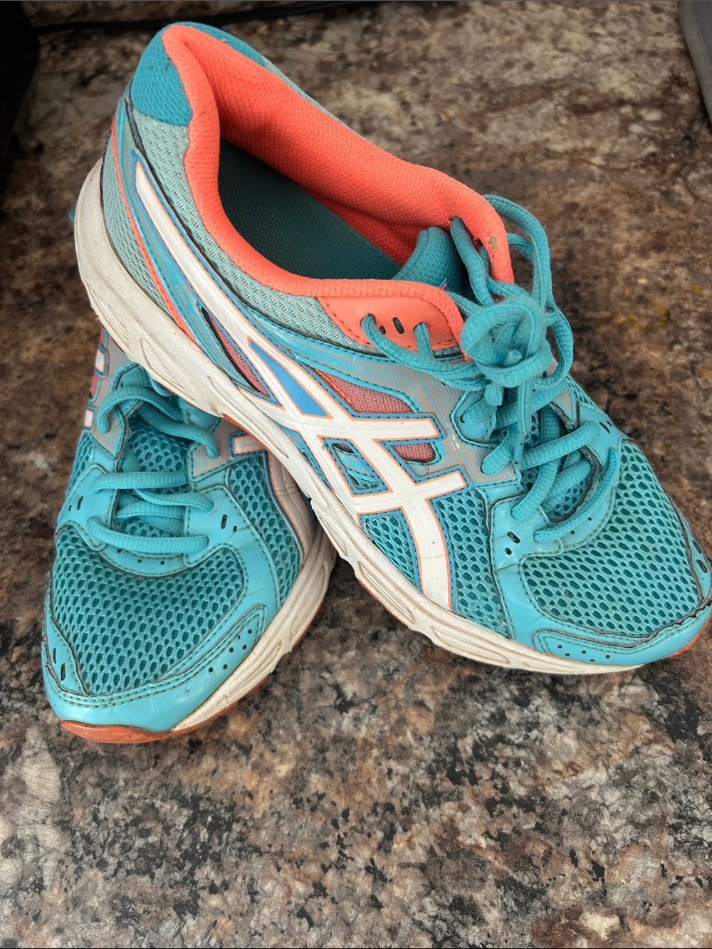 Asics Teal and Coral Women's Athletic Running Shoes